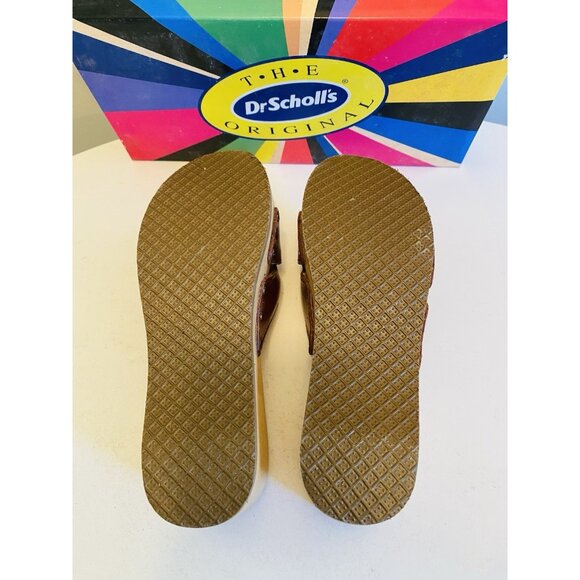 Dr Scholls Women Size 6 M Wood Exercise Clog Sandal Brown Leather Slide Shoe New - Picture 9 of 11